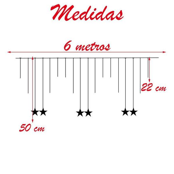 Imagem de Pisca Cascata Cordão De Luz Estrela Led Azul 6 Metros 220v