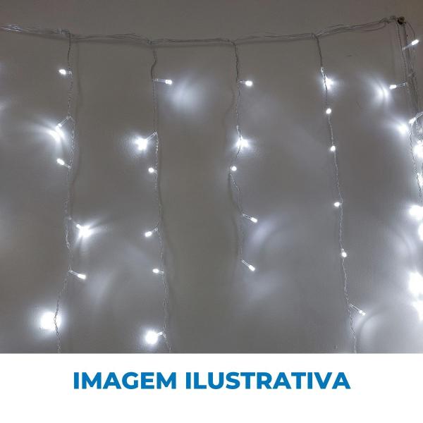 Imagem de Pisca-Cascata Led 100L Fio Transparente Com Extensor 2,3M 127V Luzinha Luz Decoração Festa Natal