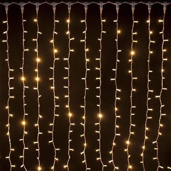 Imagem de Pisca Cascata Led Quente 100 Lâmpadas 2,3 x 0,7m 220V Decoração Iluminação de Natal