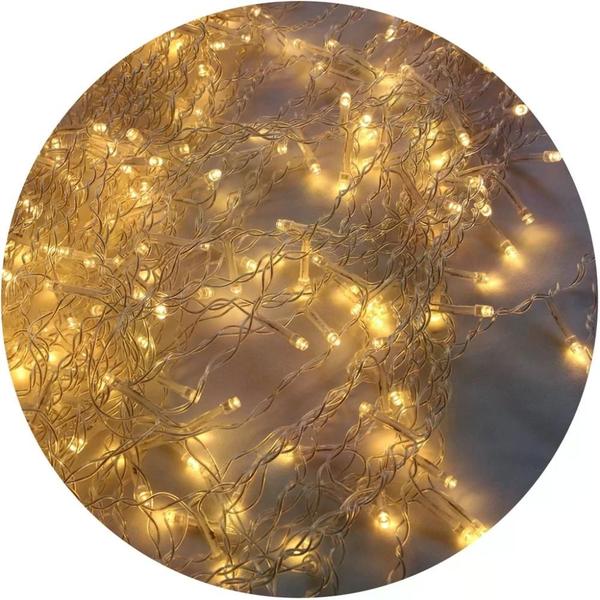 Imagem de Pisca Cascata Led Quente 100 Lâmpadas 9m 127V Decoração Iluminação de Natal