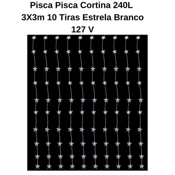 Imagem de Pisca Cortina LED Branco Frio 3x3m - 240 LEDs