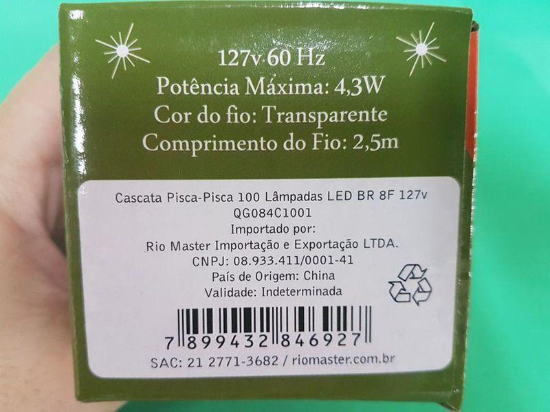 Imagem de Pisca de Natal Cascata 100 Lâmpadas Led Branco 127v 8 Funções Fio Transparente 2,3 Metros