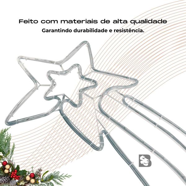 Imagem de Pisca Estrela Cadente Mangueira Neon LED Branco Quente ou Frio 127v Decoração Natal Interna Externa