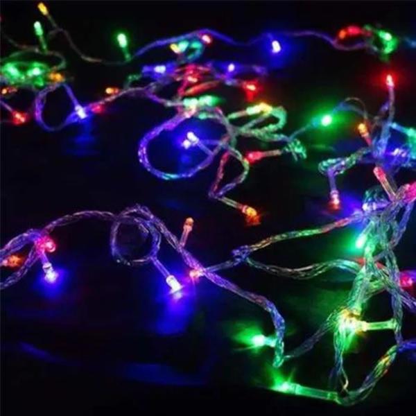 Imagem de Pisca fio reto com 100 leds colorido 8 funções 7,5 m