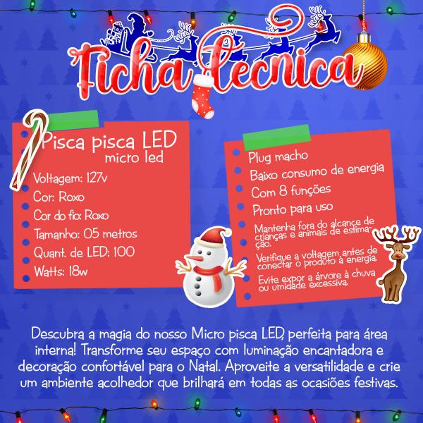 Imagem de Pisca Micro 100 Led 8 Função Decoração Natalina Iluminação Decoração Natalina iluminação ação de graças familia loja faixada  