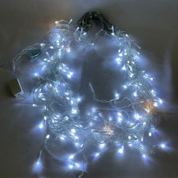 Imagem de Pisca Natal Cascata 5 metros 200 Leds Branco Frio Strobo Branco Quente