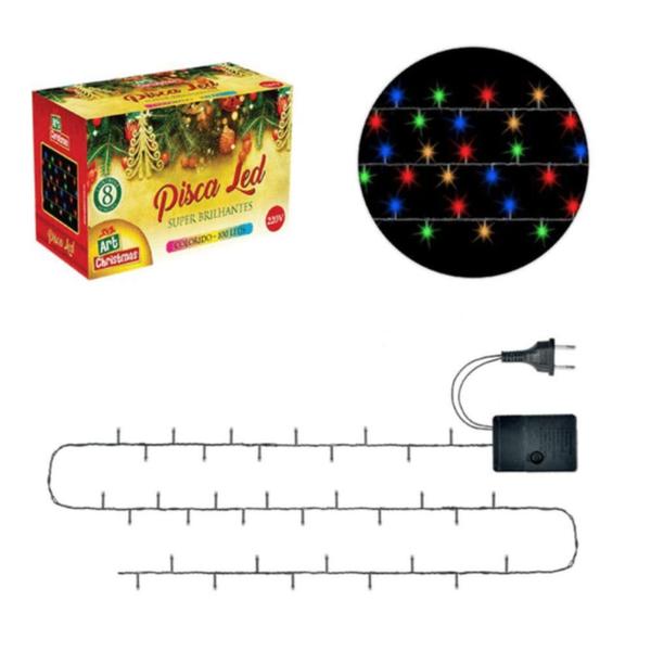 Imagem de Pisca Pisca 100 Leds Color Fio Transparente 8m 220v 4.4w Art Christmas