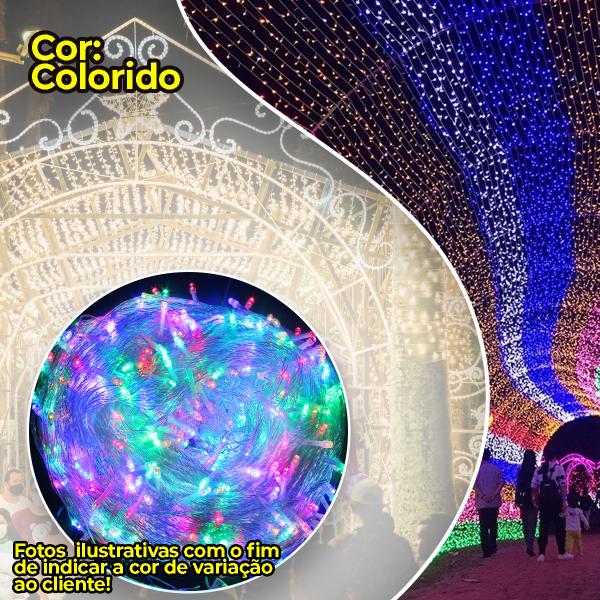 Imagem de Pisca Pisca 200 Led 8 Funções Fio VD 12w Decoração Natalina Iluminação Presépio cordão lembrancinhas de natal Merry Christmas Apartamento temporada