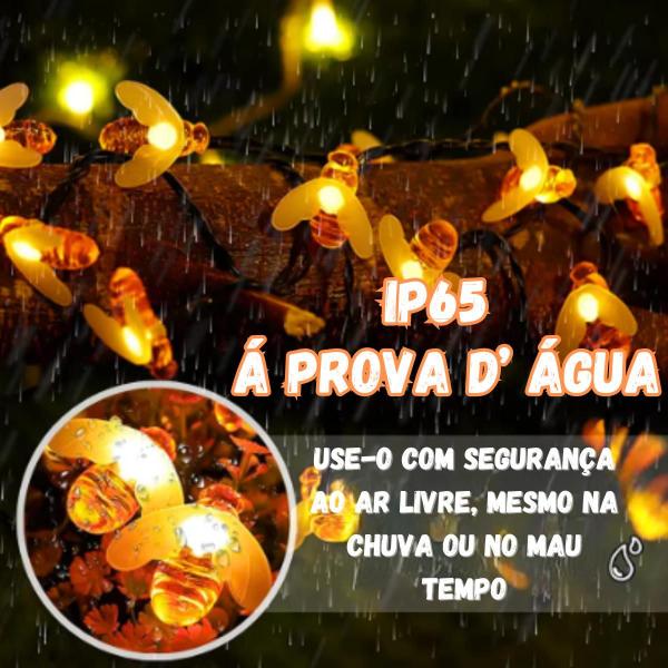 Imagem de Pisca Pisca Abelha Cordão de Led 9.5 Metros Iluminação Energia Solar Decoração Natal Natalino 8 Modos De Luz