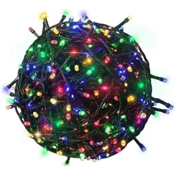 Pisca pisca arroz colorido fio verde 4m com 100 micro lampadas natal - fartex Imagem de Pisca pisca arroz colorido fio verde 4m com 100 micro lampadas natal - fartex