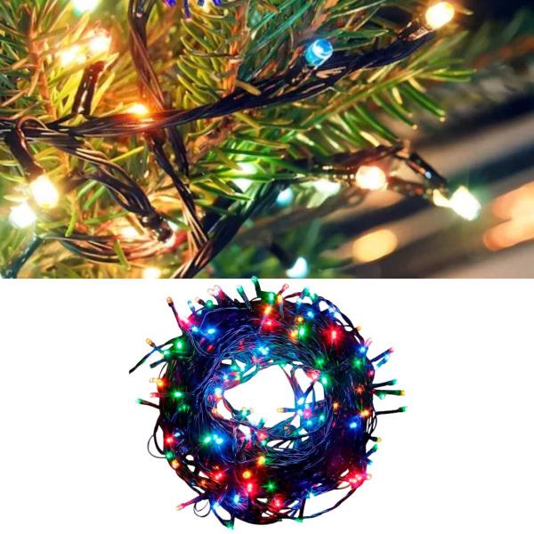 Pisca pisca arroz colorido fio verde 4m com 100 micro lampadas natal - fartex Imagem de Pisca pisca arroz colorido fio verde 4m com 100 micro lampadas natal - fartex