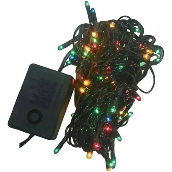 Pisca pisca arroz colorido fio verde 4m com 100 micro lampadas natal - fartex Imagem de Pisca pisca arroz colorido fio verde 4m com 100 micro lampadas natal - fartex