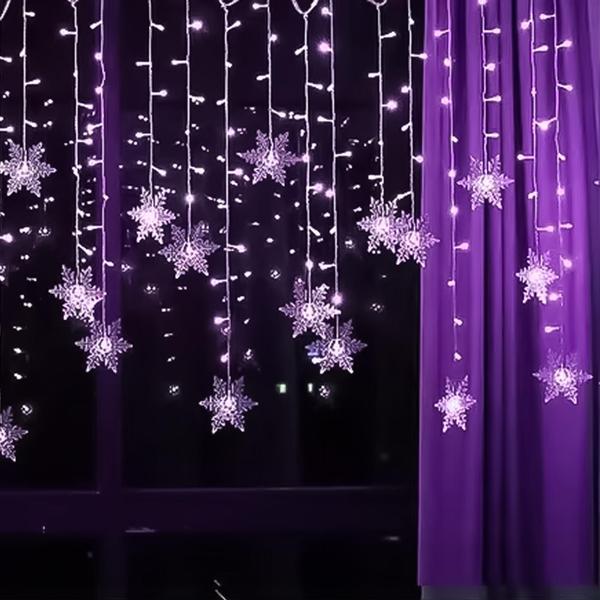 Imagem de Pisca-Pisca Cascata Flocos de Neve, Roxo, 2.5m, LED