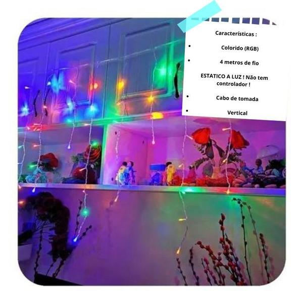 Imagem de Pisca Pisca/Cascata Vertical Natal 150 Led Colorido RGB 4m 220V