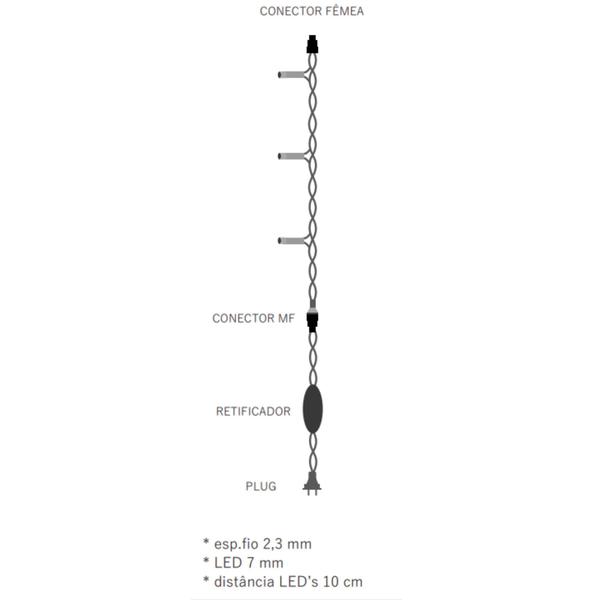 Imagem de Pisca-pisca Cordão 100 LED Luz Frio Fixo Bivolt 10M Externo