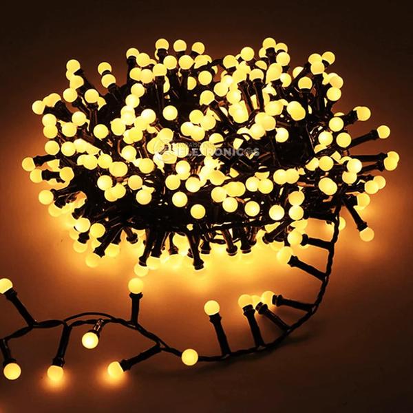 Imagem de Pisca Pisca Cordão Bolinha 100 Led Branco Morno Decoração Para árvore Natal 8mts - 604