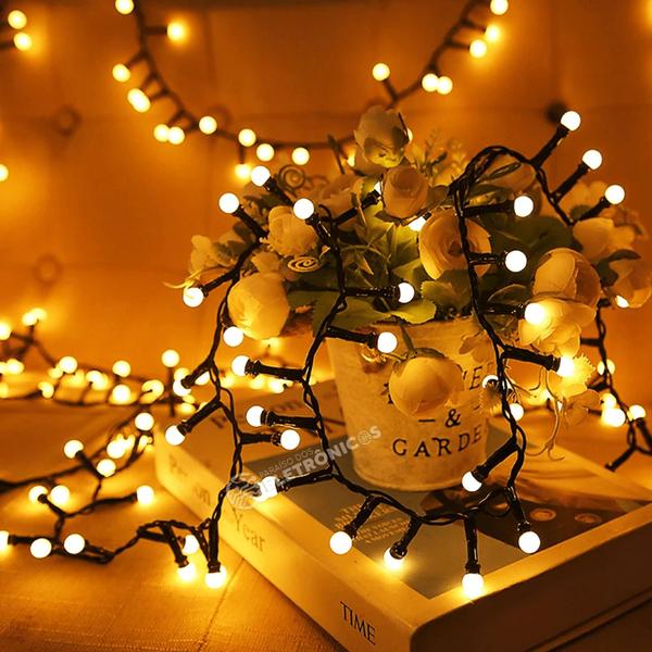 Imagem de Pisca Pisca Cordão Bolinha 100 Led Branco Morno Decoração Para árvore Natal 8mts - 604