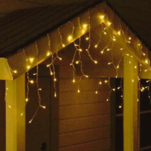Pisca pisca de led cascata branco quente 2,3m com 100 lampadas natal - fartex Imagem de Pisca pisca de led cascata branco quente 2,3m com 100 lampadas natal - fartex