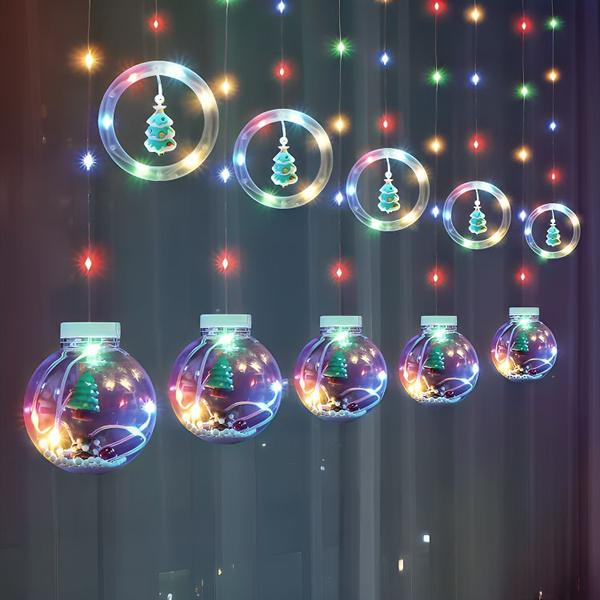 Imagem de Pisca Pisca De Natal Com Bonecos e Bola de Natal LEDs 9 Modos 3 Metros para Decoração luzes de Natal 3,20m