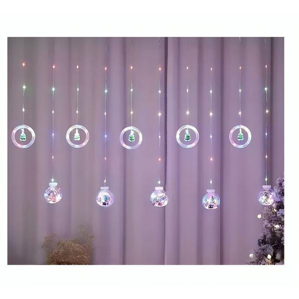 Imagem de Pisca Pisca De Natal Com Bonecos e Bola de Natal LEDs 9 Modos 3 Metros para Decoração luzes de Natal 3,20m