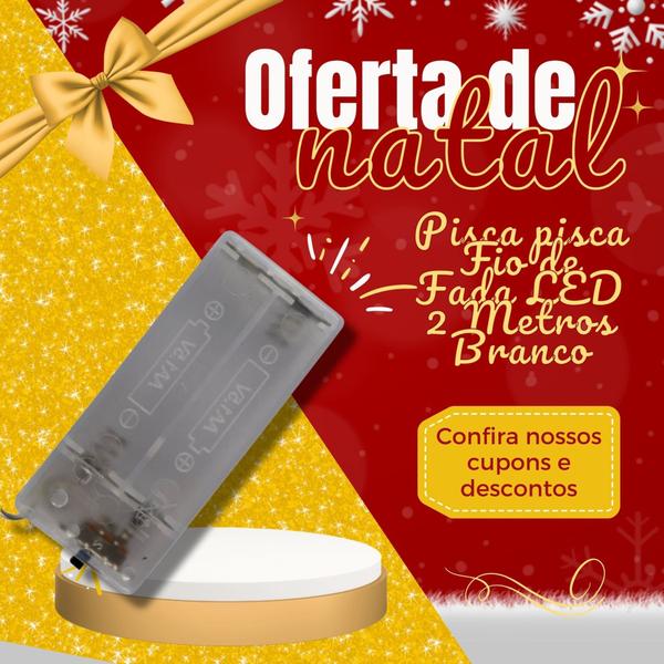 Imagem de Pisca pisca fio de fada LED 2 metros BRANCO decoração natalina luzes iluminação natal kit 3 unidades