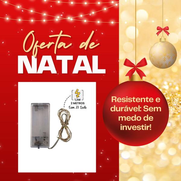 Imagem de Pisca pisca fio de fada LED 2 metros BRANCO decoração natalina luzes iluminação natal kit 3 unidades