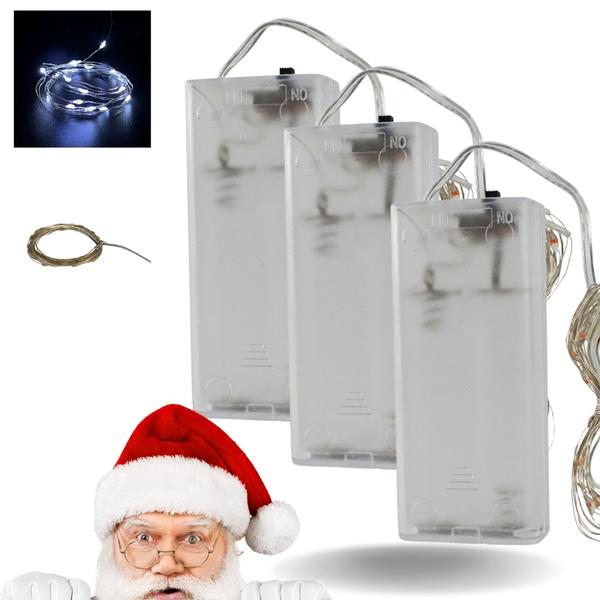 Imagem de Pisca pisca fio de fada LED 2 metros BRANCO decoração natalina luzes iluminação natal kit 3 unidades