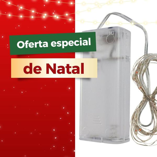 Imagem de Pisca pisca fio de fada LED 2 metros ROSA decoração natalina luzes iluminação natal kit 2 unidades