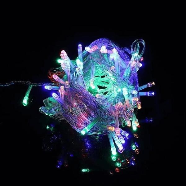 Imagem de Pisca-Pisca Led 100 Leds Funcoes Para Decoração De Festa / Natal 8 metros Fio Transparente -110v