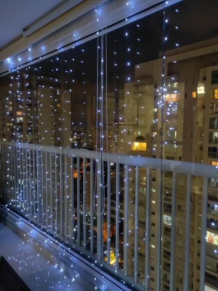 Imagem de Pisca pisca led cortina de festa Natal 3mx3m 300leds controle 5v 6000k-6500k branco