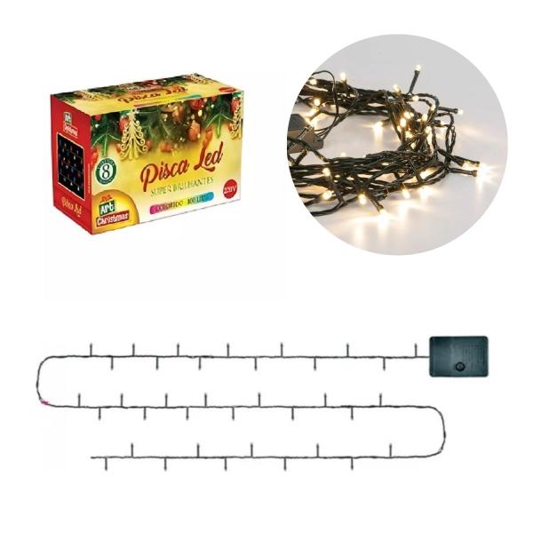 Pisca Pisca Luz De Natal Enfeite 100 Lampadas 8 Metros 220V - art christmas Imagem de Pisca Pisca Luz De Natal Enfeite 100 Lampadas 8 Metros 220V