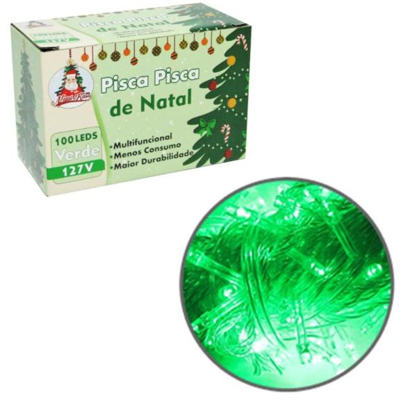 Imagem de Pisca Pisca Natal 100 Luzes Led 9 Metros Cordão Transparente Diversas Cores