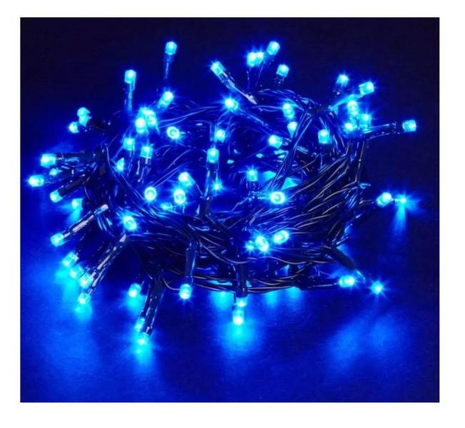 Imagem de Pisca Pisca Natal Led 100 Lâmpadas Azul 8 funções 220v Fio  Transparente