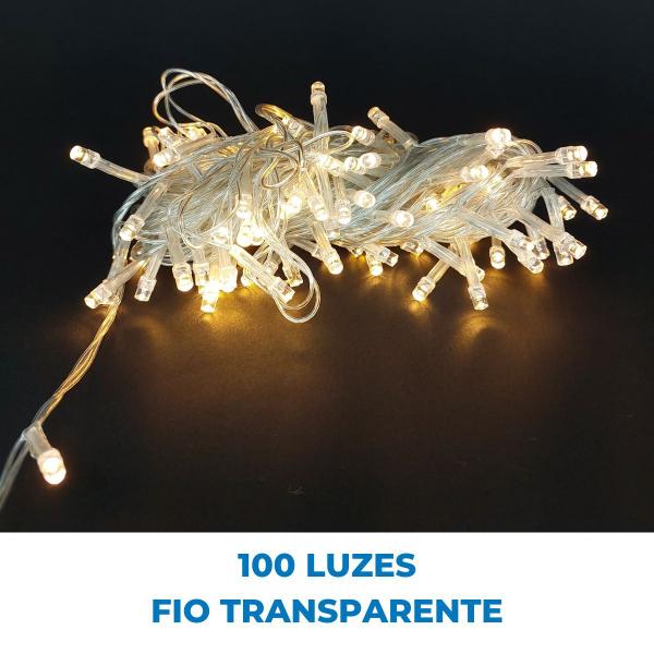 Imagem de Pisca Pisca Natal LED 100 Luzes Fio Transparente 9 Metros