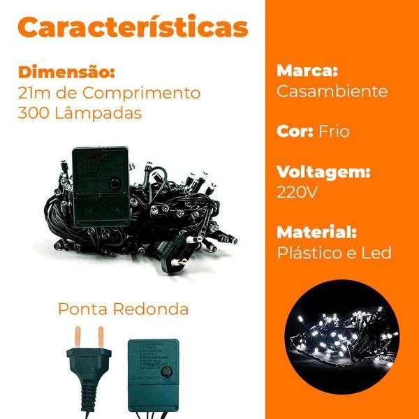 Imagem de Pisca Pisca Natal Led Frio 300 Lâmpadas 220V - Casambiente NATAL270