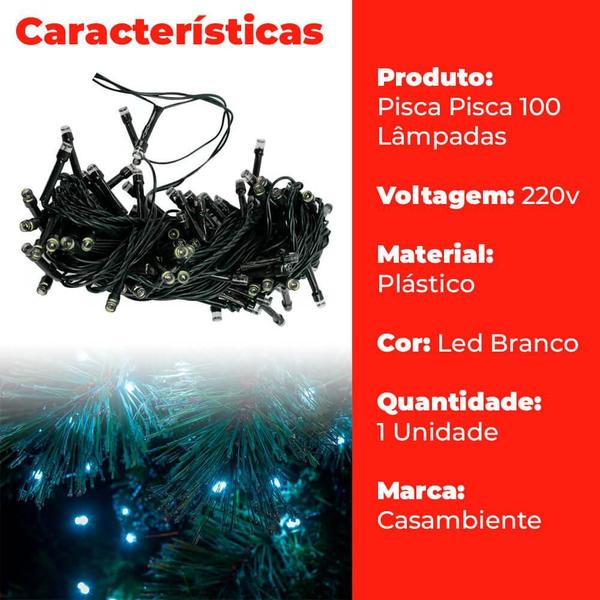 Imagem de Pisca Pisca Natal Led Quente 100 lâmpadas 220V - Casambiente