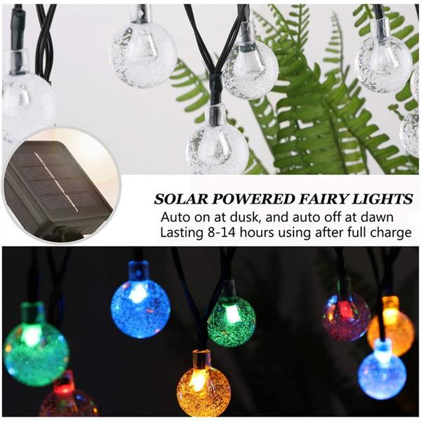 Imagem de Pisca Pisca Natal Led  Solar 50 Lâmpadas Dourado ou Colorido 7m 8 Modos Decoração Enfeite Luzes Externa Jardim