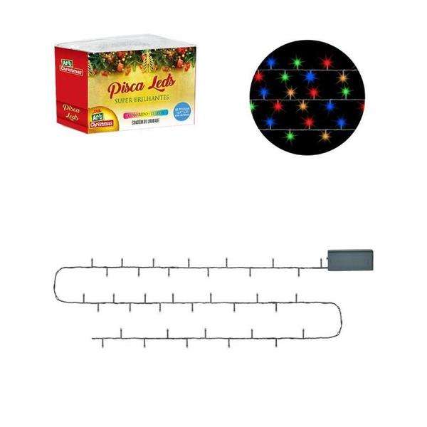 Imagem de Pisca pisca natalino 15 leds 4 cores colorido 2m a pilha