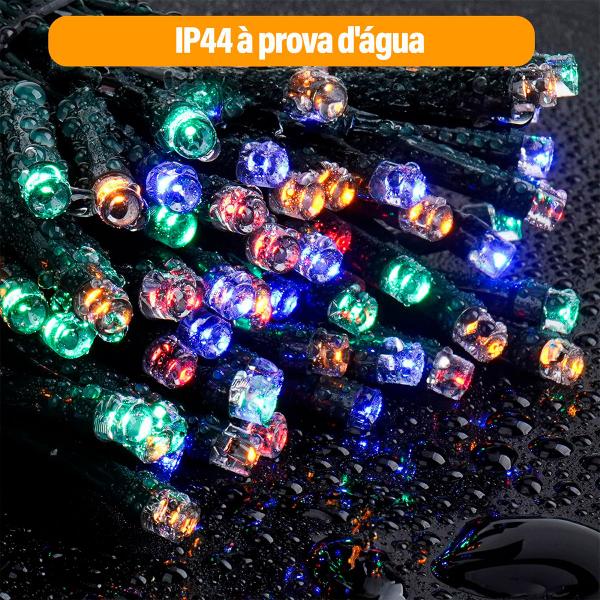 Imagem de Pisca Pisca Solar Enfeite Decoração Natal Jardim Quintal Garagem Externo Solar Led 200 Lâmpadas Colorido ou Dourado 20m 8 Modos