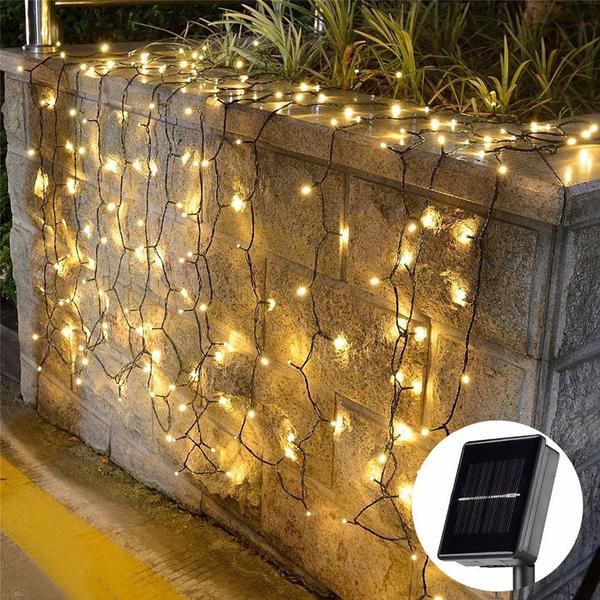 Imagem de Pisca Pisca Solar Enfeite Decoração Natal Jardim Quintal Garagem Externo Solar Led 200 Lâmpadas Colorido ou Dourado 20m 8 Modos