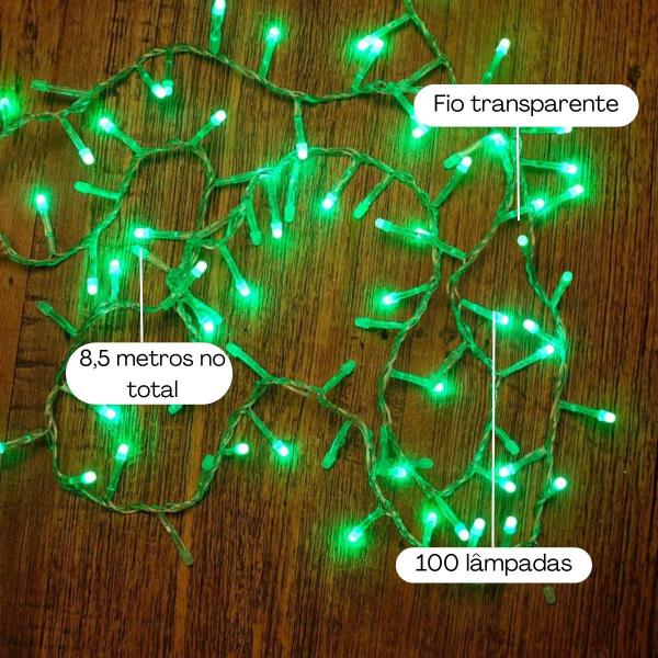 Pisca Pisca Verde 220v Led 100 Lâmpadas 8 funções 9 Metros - RT Imagem de Pisca Pisca Verde 220v Led 100 Lâmpadas 8 funções 9 Metros