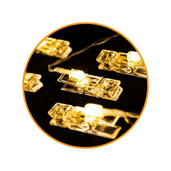 Pisca Prendedor LED Super Brilhante Branco Quente - 10 Leds - Geral Imagem de Pisca Prendedor LED Super Brilhante Branco Quente - 10 Leds