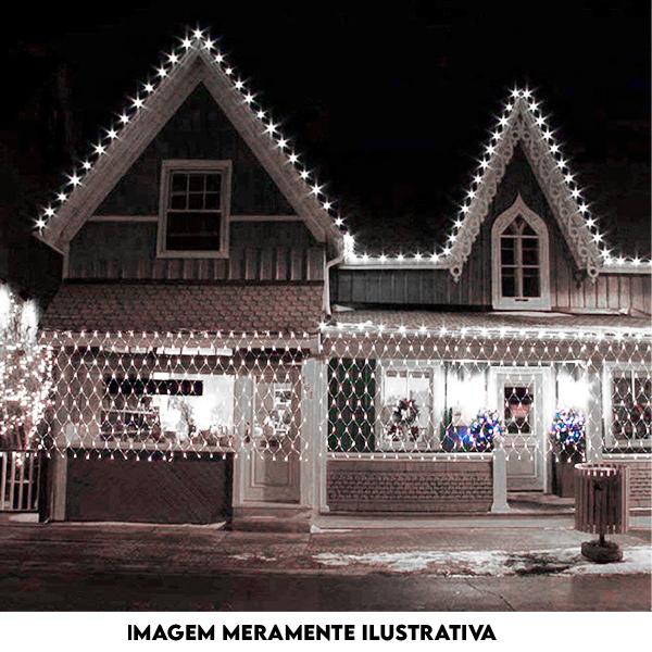 Imagem de Pisca Rede 320 Led 8 Funções 127v Branco Decoração Natal