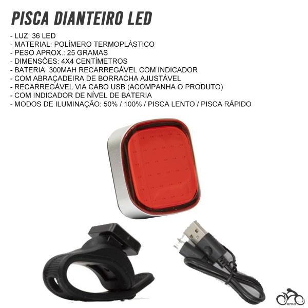 Pisca Traseiro para Bike Absolute Square Led Mtb Speed Imagem de Pisca Traseiro para Bike Absolute Square Led Mtb Speed