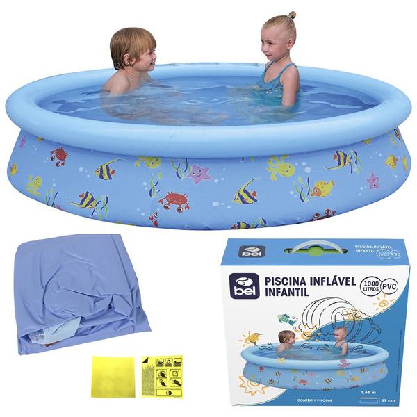 Imagem de Piscina 1000 Litros Inflavel 1,68mx51cm Portátil Redonda C/ Kit Reparo