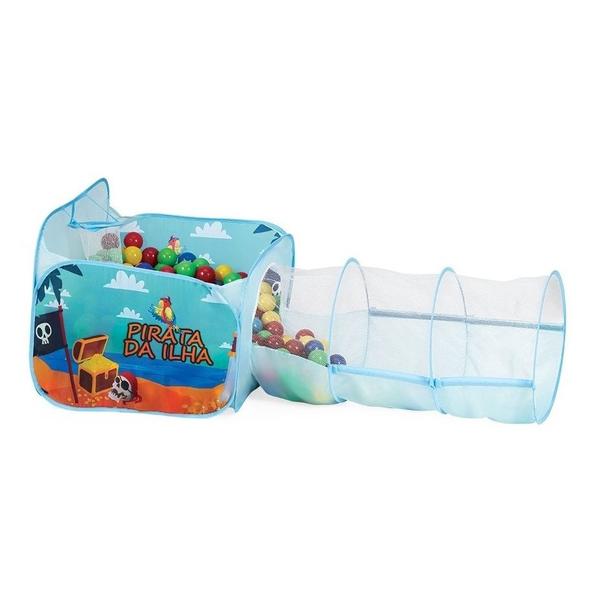 Piscina 2 Em 1 Basquete Túnel com 40 Bolinhas Pirata da Ilha - Fabrincando Imagem de Piscina 2 Em 1 Basquete Túnel com 40 Bolinhas Pirata da Ilha