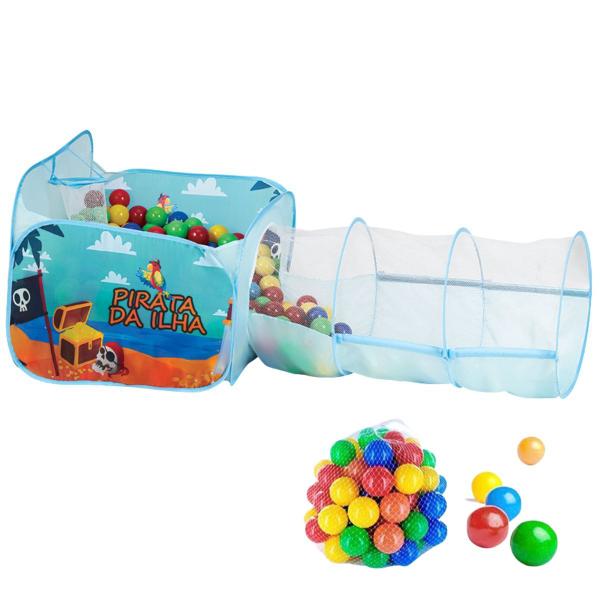 Piscina 2 Em 1 Basquete Túnel com 40 Bolinhas Pirata da Ilha - Fabrincando Imagem de Piscina 2 Em 1 Basquete Túnel com 40 Bolinhas Pirata da Ilha