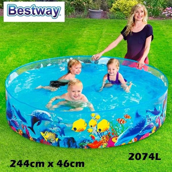 Imagem de Piscina 2074 Litro Redonda Infantil Plástico Fundo Mar Peixe