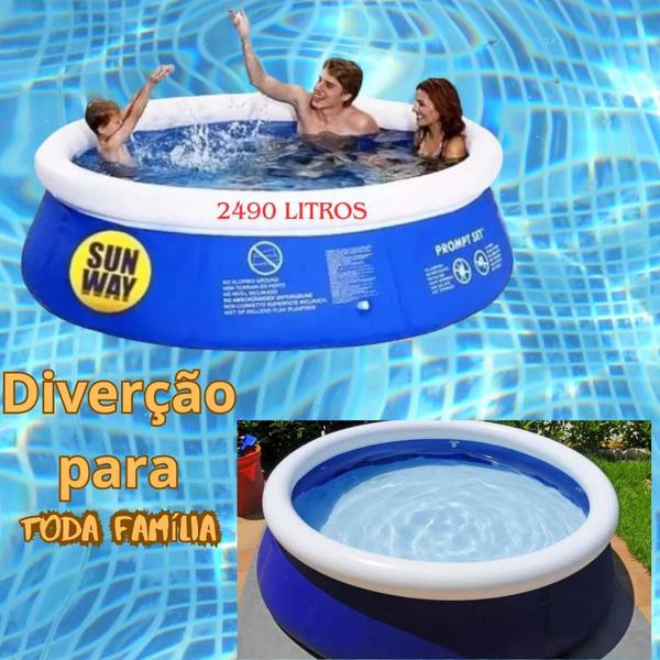 Imagem de Piscina 2500 Litros Redonda Inflável Infantil Azul Sun Way