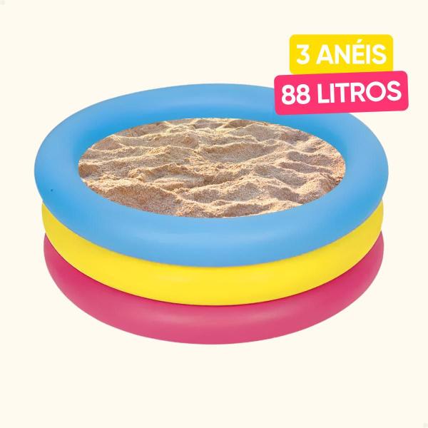 Imagem de Piscina 3 Aneis 88 Litros + Dino Bollha De Sabão